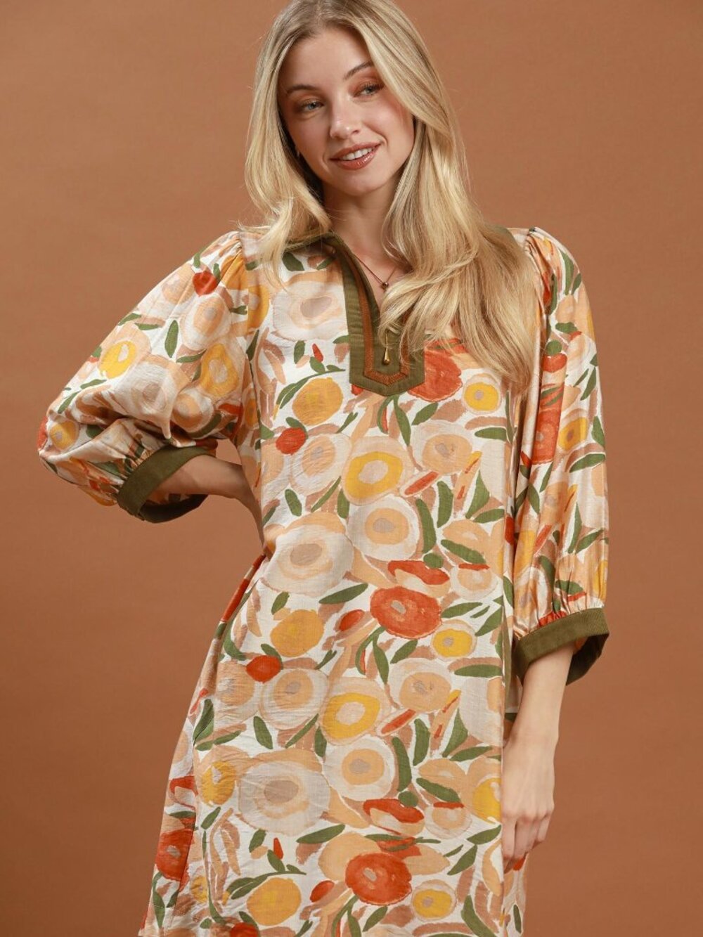 Mix Floral Contrast Trim Shift Mini Dress By Umgee USA